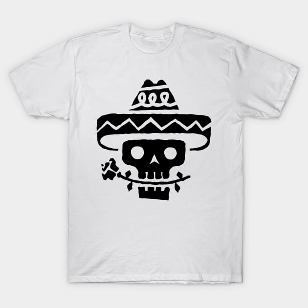 Just a Black Skull in Sombrero T-Shirt by Dmytro